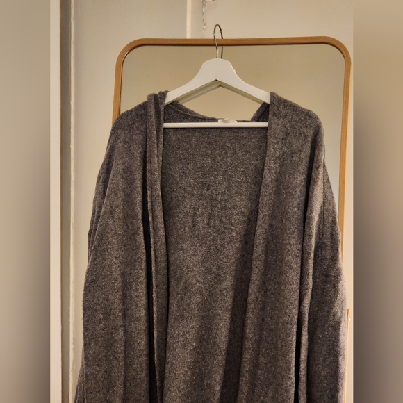 BP Grey Wool Long Cardigan with Hood - Picture 3 of 5